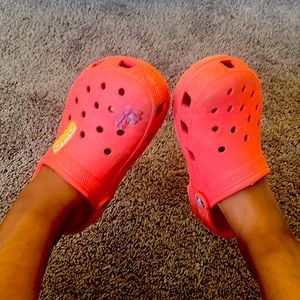 Coral crocs size 10